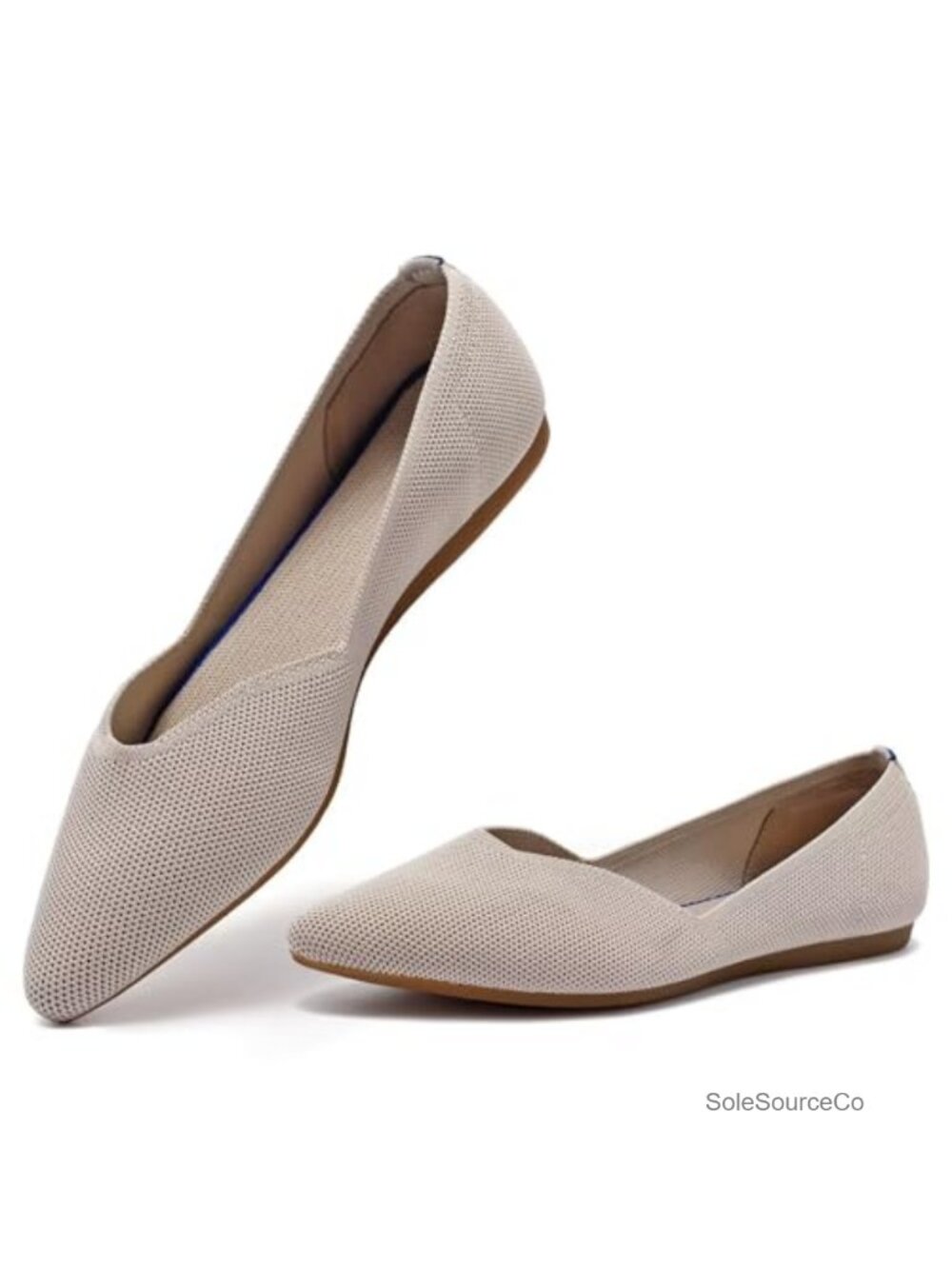 Women's Knit Pointed Toe Ballet Flats - Soft, Slip Resistant, Machine Washable